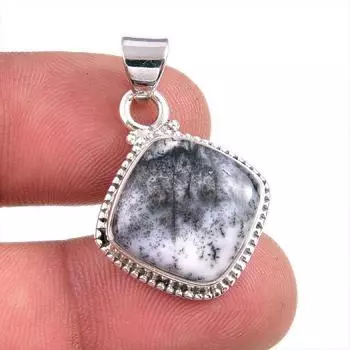 Natural Dendrite Opal Gemstone 925 Solid Sterling Silver Gift Pendant 1.5 t2c69