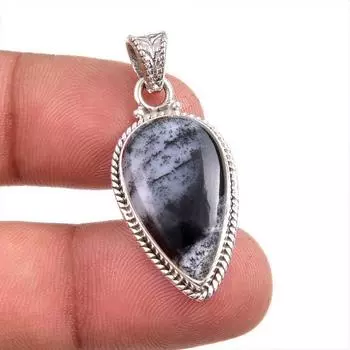 Natural Dendrite Opal Gemstone 925 Solid Sterling Silver Gift Pendant 1.5 f0b51