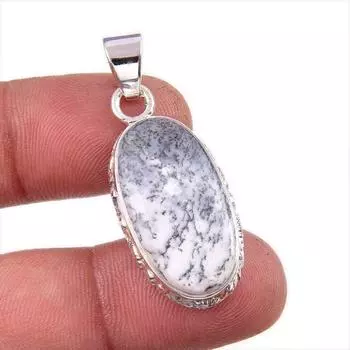 Natural Dendrite Opal Gemstone 925 Solid Sterling Silver Gift Pendant 1.5 e0C64