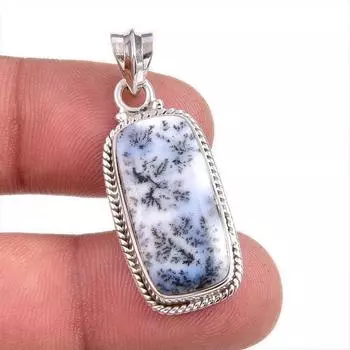 Natural Dendrite Opal Gemstone 925 Solid Sterling Silver Gift Pendant 1.5 Y2s84