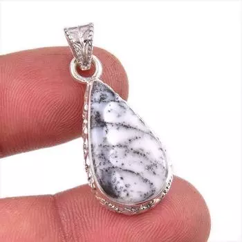 Natural Dendrite Opal Gemstone 925 Solid Sterling Silver Gift Pendant 1.5 b8b04