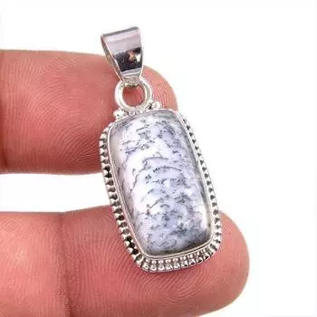 Natural Dendrite Opal Gemstone 925 Solid Sterling Silver Gift Pendant 1.5 W7G85