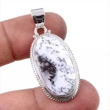 Natural Dendrite Opal Gemstone 925 Solid Sterling Silver Gift Pendant 1.75 B4I69