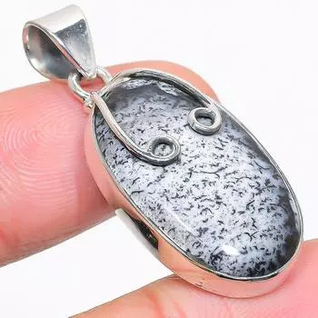 Natural Dendrite Opal Gemstone 925 Solid Sterling Silver Gift Pendant 1.75 o7H20