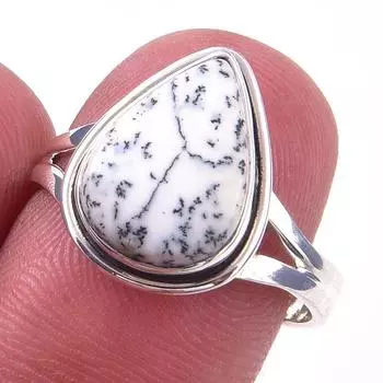 Natural Dendrite Opal Gemstone 925 Solid Sterling Silver Jewelry Ring S.7.5 B9r07