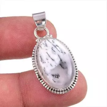 Natural Dendrite Opal Gemstone 925 Solid Sterling Silver Gift Pendant 1.5 w7n82