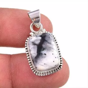 Natural Dendrite Opal Gemstone 925 Solid Sterling Silver Gift Pendant 1.5 U6O60