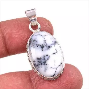 Natural Dendrite Opal Gemstone 925 Solid Sterling Silver Gift Pendant 1.5 i5u76