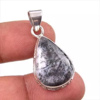 Natural Dendrite Opal Gemstone 925 Solid Sterling Silver Gift Pendant 1.5 y4W10