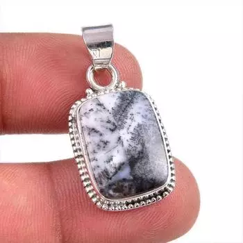 Natural Dendrite Opal Gemstone 925 Solid Sterling Silver Gift Pendant 1.5 e5d81
