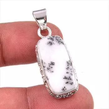 Natural Dendrite Opal Gemstone 925 Solid Sterling Silver Gift Pendant 1.5 O4G73