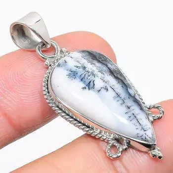 Natural Dendrite Opal Gemstone 925 Solid Sterling Silver Gift Pendant 1.50 k3z47