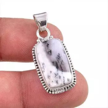 Natural Dendrite Opal Gemstone 925 Solid Sterling Silver Gift Pendant 1.5 I5T12