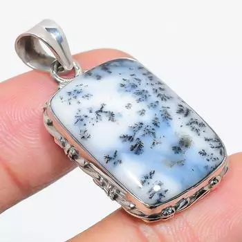 Natural Dendrite Opal Gemstone 925 Solid Sterling Silver Gift Pendant 1.50 p0K53