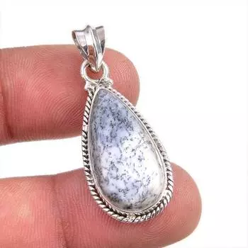 Natural Dendrite Opal Gemstone 925 Solid Sterling Silver Gift Pendant 1.5 s5J25