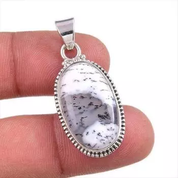 Natural Dendrite Opal Gemstone 925 Solid Sterling Silver Gift Pendant 1.5 C5J87