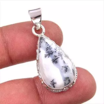 Natural Dendrite Opal Gemstone 925 Solid Sterling Silver Gift Pendant 1.5 p2K27
