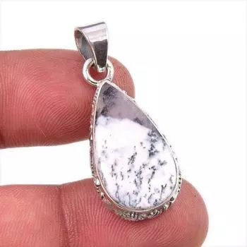 Natural Dendrite Opal Gemstone 925 Solid Sterling Silver Gift Pendant 1.5 k5o71