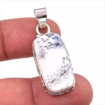 Natural Dendrite Opal Gemstone 925 Solid Sterling Silver Gift Pendant 1.5 K0a83
