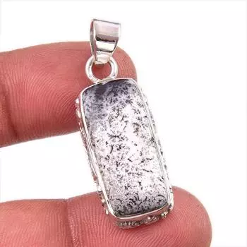 Natural Dendrite Opal Gemstone 925 Solid Sterling Silver Gift Pendant 1.75 q3K95