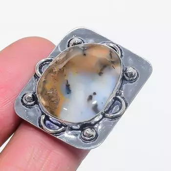 Натуральный дендрит опал драгоценный камень 925 стерлингового серебра ювелирное кольцо размер 8 G9n06