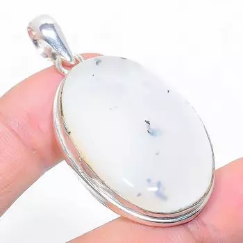 Подвеска из натурального опала с дендритом из стерлингового серебра 925 пробы 2,01 дюйма h3u43