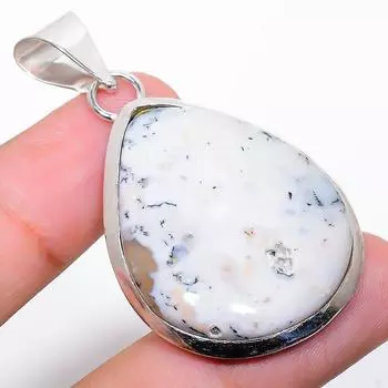 Подвеска из натурального опала с дендритом из стерлингового серебра 925 пробы 2,09 дюйма U5b44