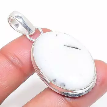 Подвеска из натурального опала с дендритом из стерлингового серебра 925 пробы 1,81 дюйма U9d53