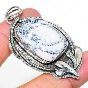 Подвеска из натурального опала с дендритом из стерлингового серебра 925 пробы 2,64 дюйма Z5J56