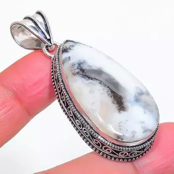 Natural Dendrite Opal Gemstone 925 Sterling Silver Jewelry Pendant 2.21 V5i20