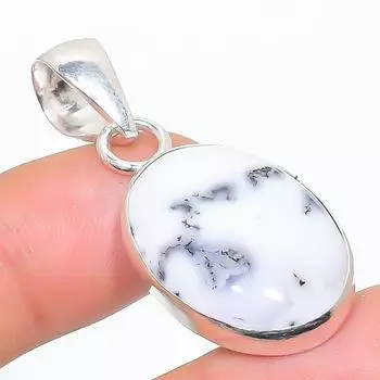 Подвеска из натурального опала с дендритом из стерлингового серебра 925 пробы 1,77 дюйма K3p08