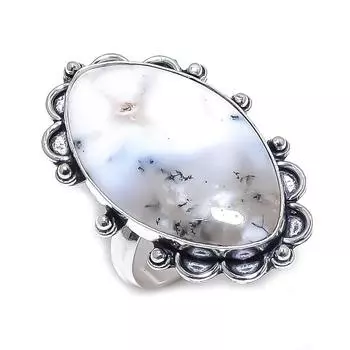 Natural Dendrite Opal Gemstone 925 Sterling Silver Jewelry Ring Size 11 l7q29