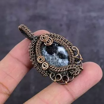 Natural Dendrite Opal Gemstone Copper Wire Wrap Jewelry Pendant 2.17 Y6Y47