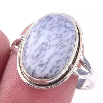 Natural Dendrite Opal Gemstone Handmade 925 Solid Sterling Silver Ring S.10 E7t50