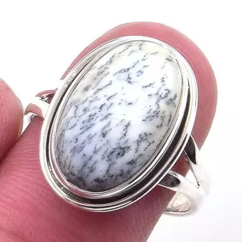 Natural Dendrite Opal Gemstone Handmade 925 Solid Sterling Silver Ring S.8 p7W35