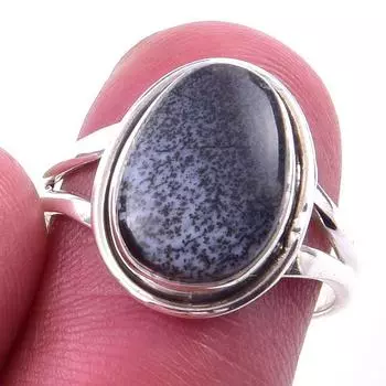 Natural Dendrite Opal Gemstone Handmade 925 Solid Sterling Silver Ring S.7 R0k52
