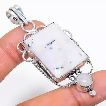 Подвеска из натурального опала дендрита, стерлингового серебра 925 пробы, ручная работа, 2,56 дюйма, o6N00