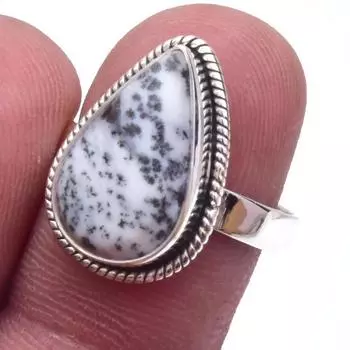 Natural Dendrite Opal Gemstone Handmade 925 Sterling Silver Gift Ring S.7 c1P78