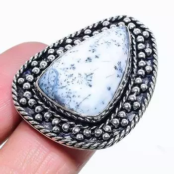 Natural Dendrite Opal Gemstone Handmade 925 Sterling Silver Ring Size 9 m7i20