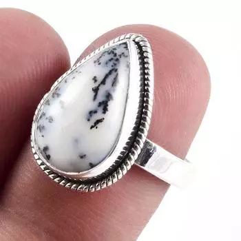 Natural Dendrite Opal Gemstone Handmade 925 Sterling Silver Gift Ring S.7 f3a33