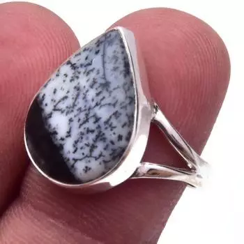 Natural Dendrite Opal Gemstone Handmade 925 Sterling Silver Gift Ring S.7 W1k63