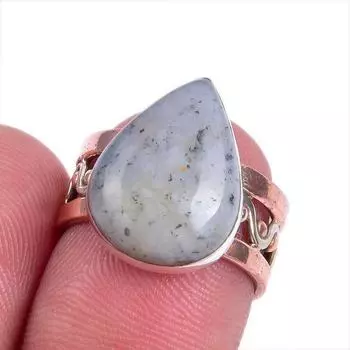 Natural Dendrite Opal Gemstone Two Tone 925 Sterling Silver Gift Ring S.5 J8L18