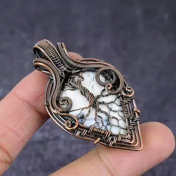 Подвеска «Дерево жизни» из натурального дендрита и опала ручной работы из медной проволоки 2,36 дюйма u0d24