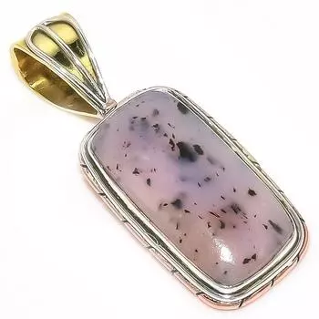 Natural Dendrite Opal TwoTone 925 Solid Sterling Silver Gift Pendant 1.50 B3v28