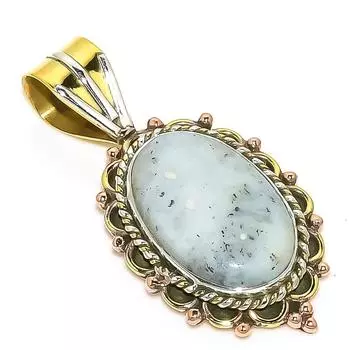 Natural Dendrite Opal TwoTone 925 Solid Sterling Silver Gift Pendant 1.50 N4d56