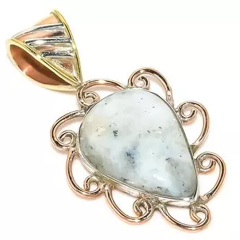 Natural Dendrite Opal TwoTone 925 Solid Sterling Silver Gift Pendant 1.50 M5L01