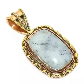Natural Dendrite Opal TwoTone 925 Solid Sterling Silver Gift Pendant 1.50 f1H11