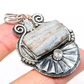 Natural Desert Rose Druzy, Topaz Gemstone 925 Sterling Silver Pendant 2.36 r2w67