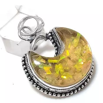 Подвеска из натурального дихроичного стекла с драгоценными камнями из стерлингового серебра 925 пробы 1,89 дюйма r1c24