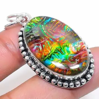 Natural Dichroic Glass Gemstone 925 Sterling Silver Jewelry Pendant 1.97 l4L23